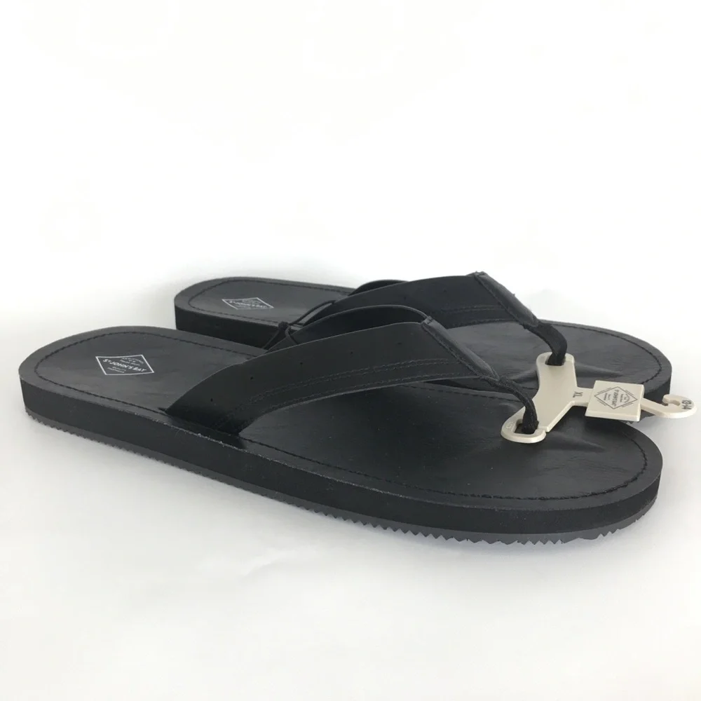St. John’s Bay Flip-Flop Sandals Black NEW Size XL 13-14 NWT Faux Leather